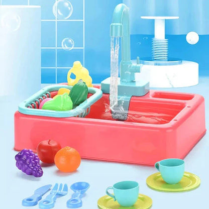Electric Dishwasher Kitchen Sink Toy Set with Running Water | Golu Baby
