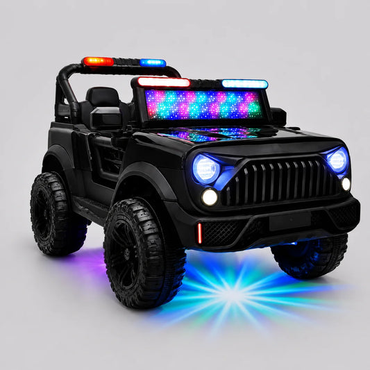 Kids 2-Seater Electric Ride-On Jeep M-28 – Leather Seat Battery Car (Black)