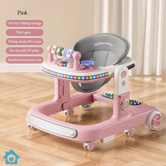 Baby Walker with Music & Lights – 3-Level Height Adjustable 360° Swivel Wheels #566