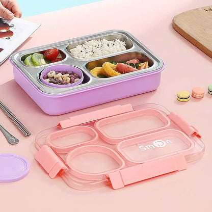 Individual-Seal Stainless Steel Lunch Box – Leak-Proof, Portion-Perfect | Golu Baby