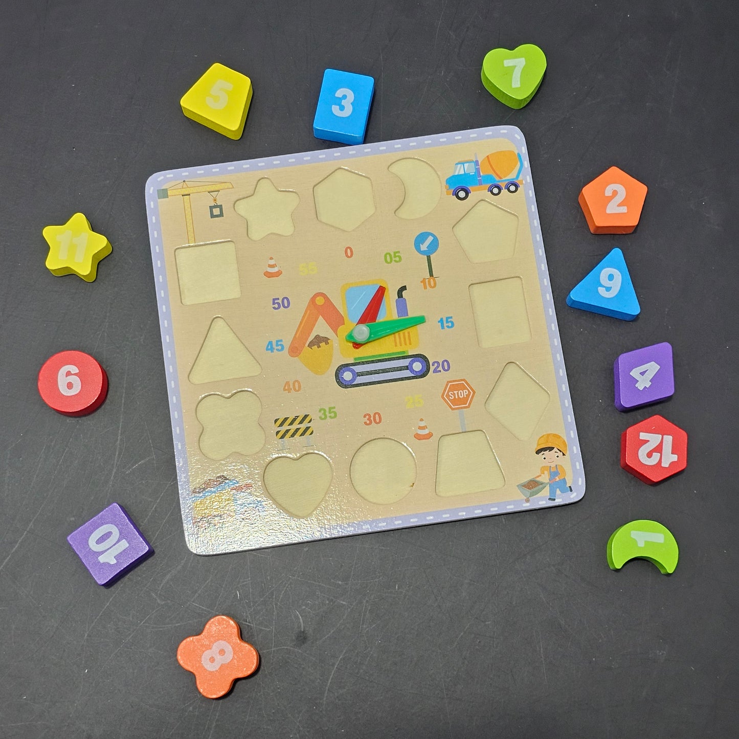 Wooden Clock with Blocks – Educational Learning Toy for Kids | Golu Baby