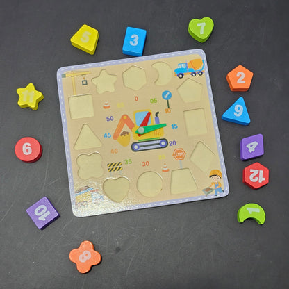 Wooden Clock with Blocks – Educational Learning Toy for Kids | Golu Baby