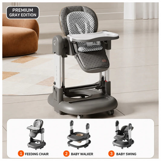 Kidilo KD015 3-in-1 Premium Baby High Chair – Feeding Chair, Baby Walker & Baby Swing