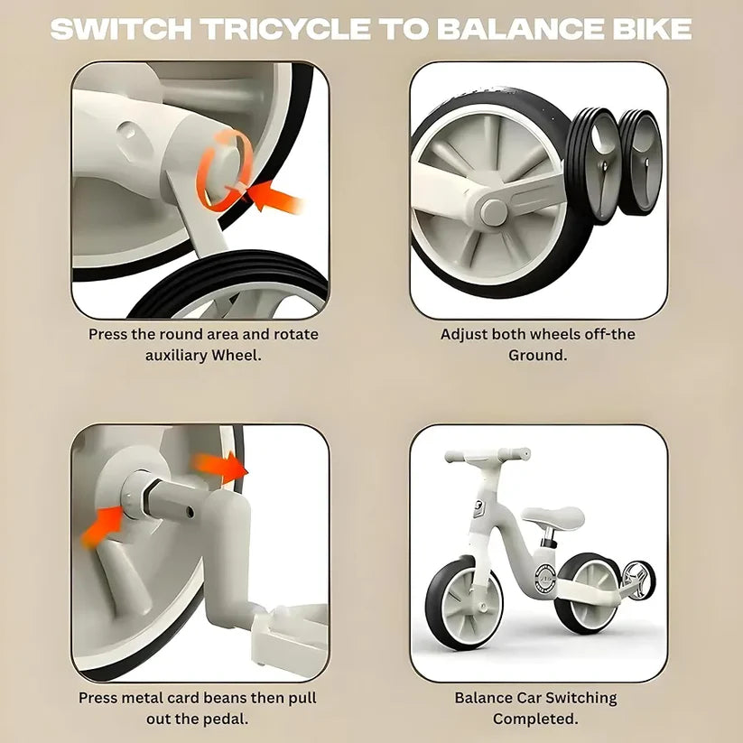 RideGlide 3-Wheel Balance Tricycle – Anti-Rollover Kids Sliding Bike