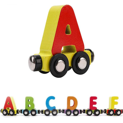 Letter Magnetic Train A to Z – 3D Wooden Alphabet Train | Golu Baby