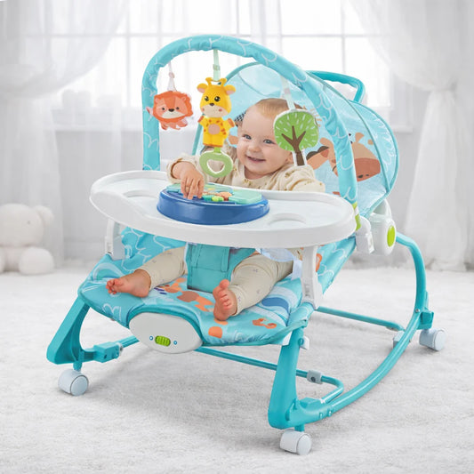12-in-1 Baby Rocker – 0M+ with Music, Vibration & Dining Tray | Golu Baby