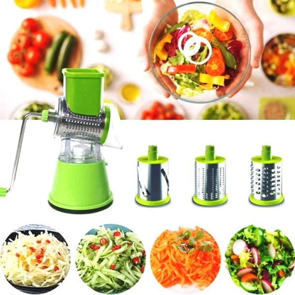 3-in-1 Table Top Drum Grater & Slicer – Vegetable Cutter with Interchangeable Blades | Golu Baby