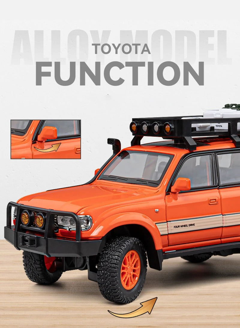 Toyota Land Cruiser 80 Die-Cast Model Car – 1:24 Scale with Sound, Light & Pull-Back Action | Golu Baby