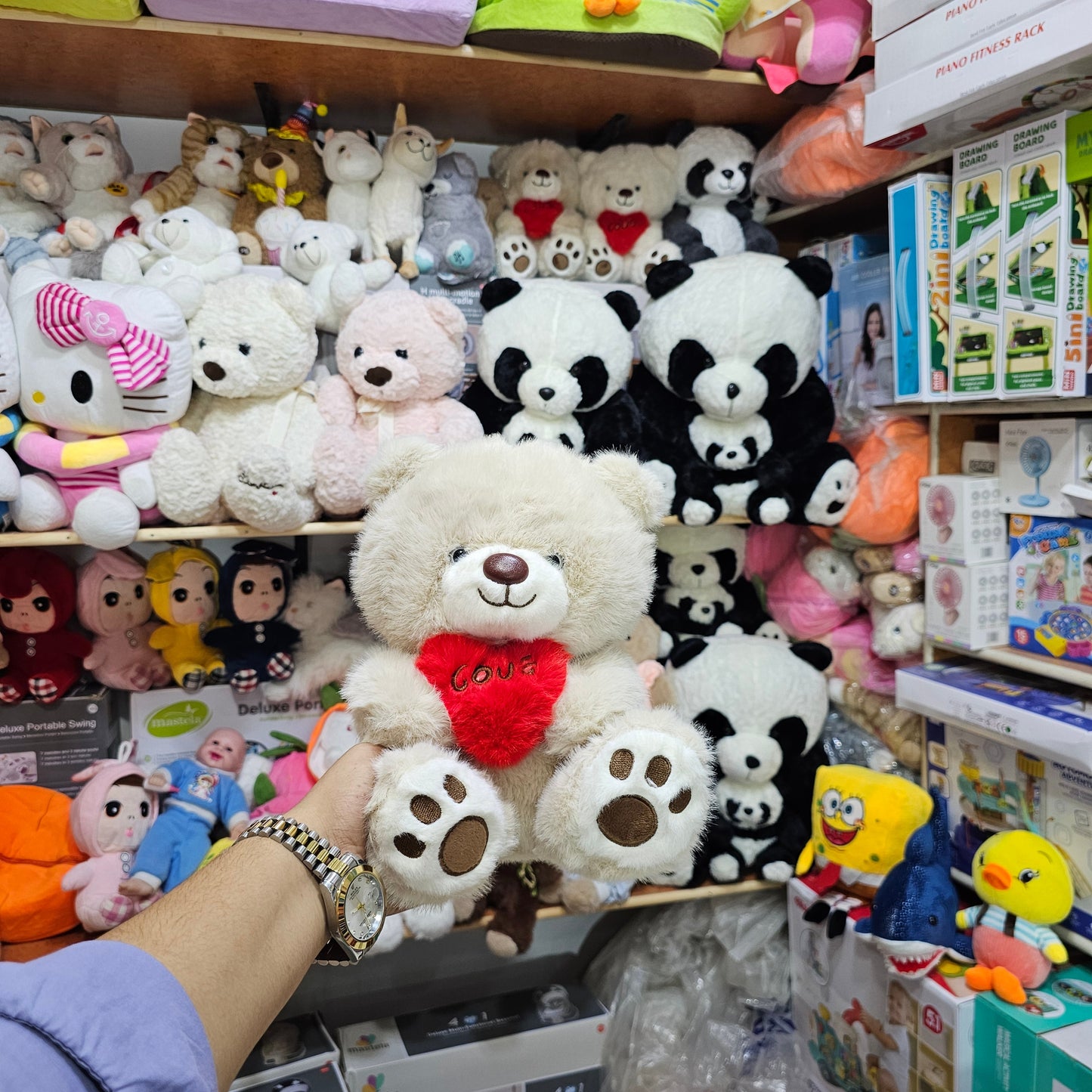 Premium Love Heart Bear – Light Brown Colour – 30cm Plush Toy | Golu Baby