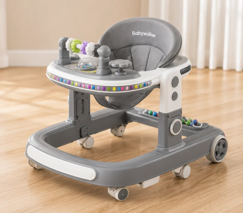 Baby Walker with Music & Lights – 3-Level Height Adjustable 360° Swivel Wheels #566
