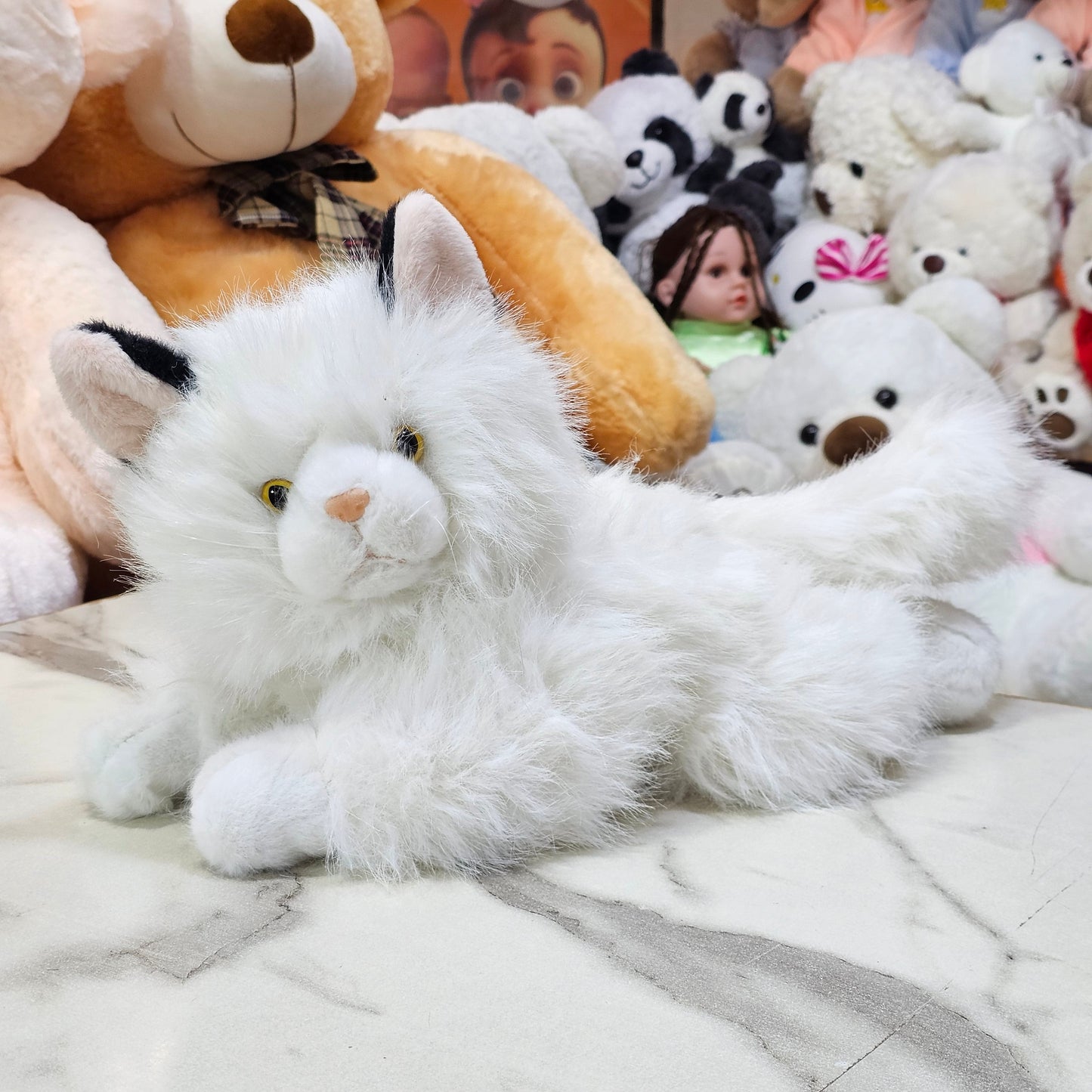 White Persian Cat Plush – 35cm Soft Toy with Sound | Golu Baby