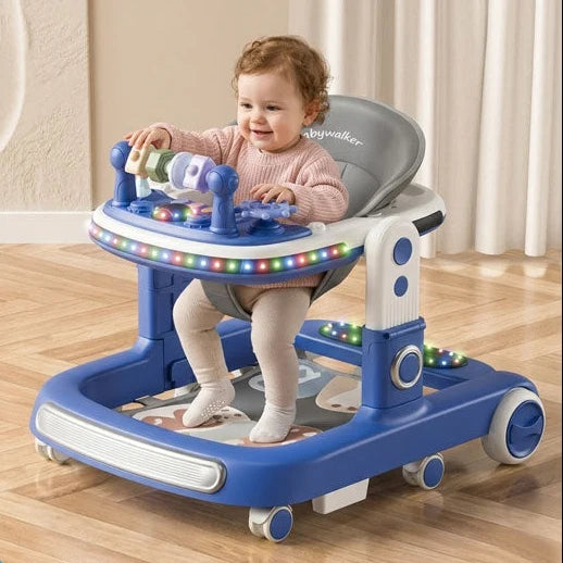 Baby Walker with Music & Lights – 3-Level Height Adjustable 360° Swivel Wheels #566