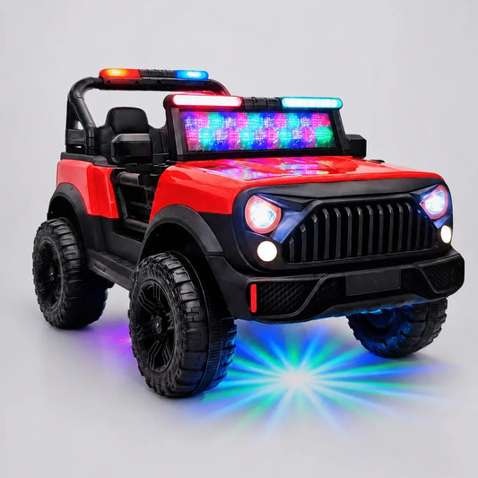 Kids 2-Seater Electric Ride-On Jeep M-7 – Premium Leather Seat Battery Car (Red)