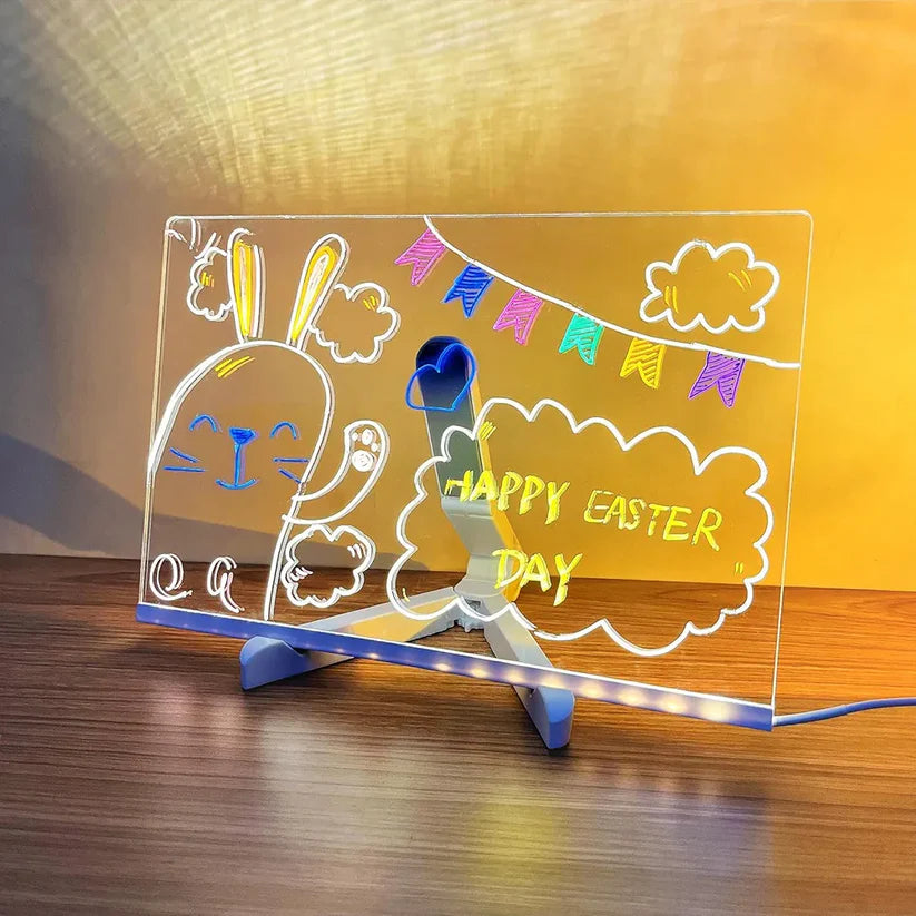 GlowWrite LED Acrylic Message Board – DIY Doodle Night Lamp