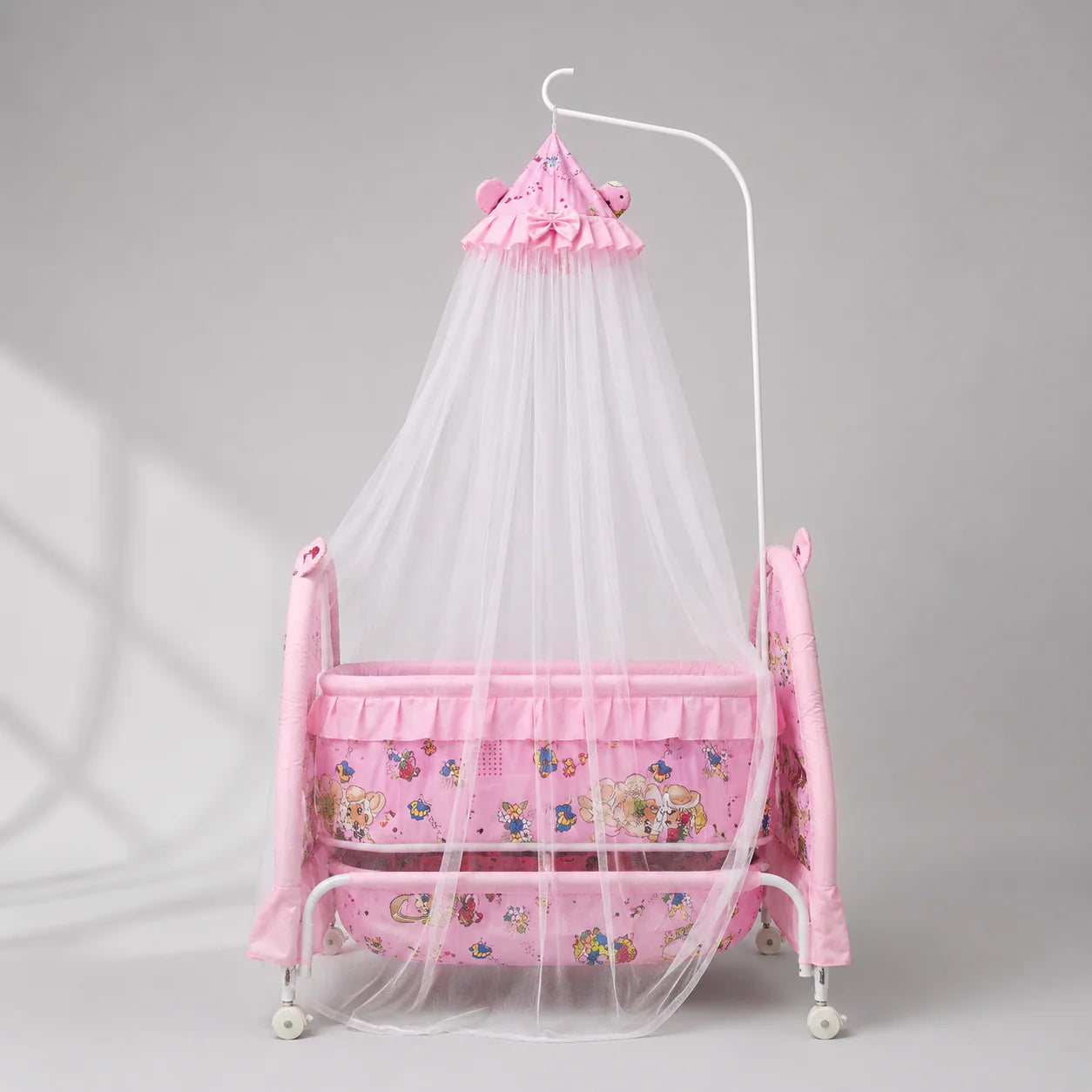 DreamNest Baby Swing with Wheels & Mosquito Net – Portable Baby Cradle (0–3 Years)