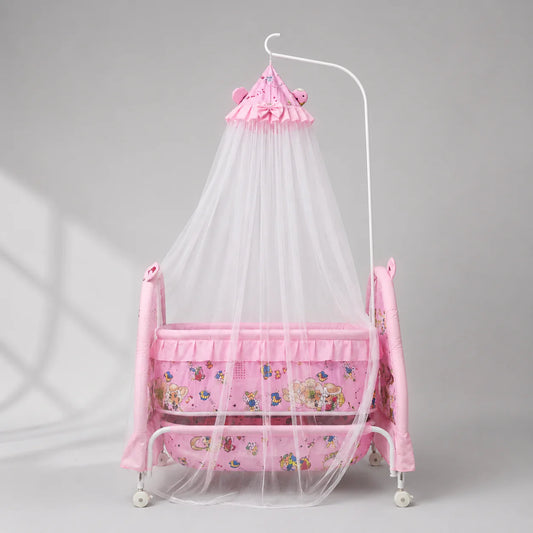 DreamNest Baby Swing with Wheels & Mosquito Net – Portable Baby Cradle (0–3 Years)