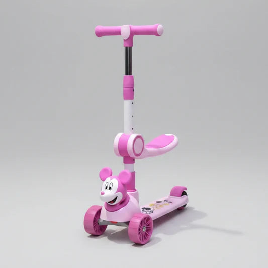 Mickey FunRide Kids 3 Wheel Scooter – Foldable Scooter with Seat, LED Lights & Music