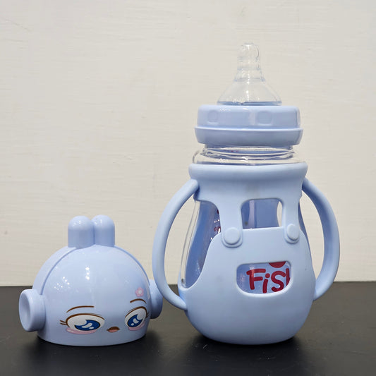 Baby Glass Feeder Blue 250ml – Safe, Durable & Stylish | Golu Baby