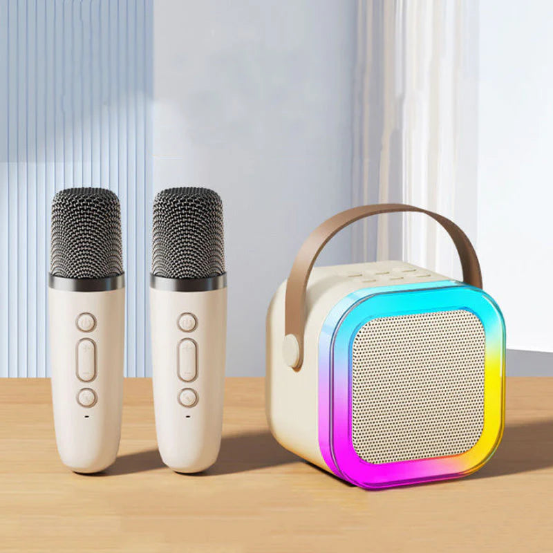 PartyBeat Bluetooth Karaoke Speaker – Rechargeable with Dual Wireless Microphones & LED Lights