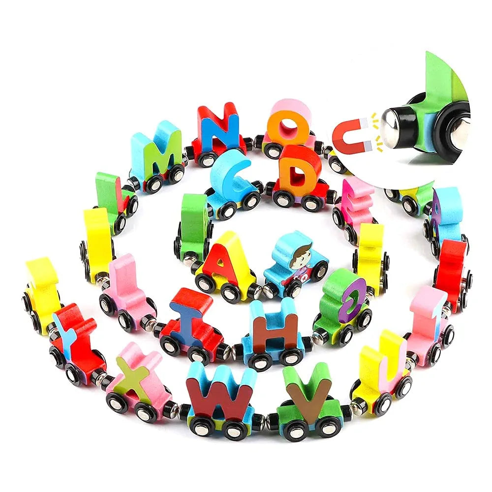 Letter Magnetic Train A to Z – 3D Wooden Alphabet Train | Golu Baby