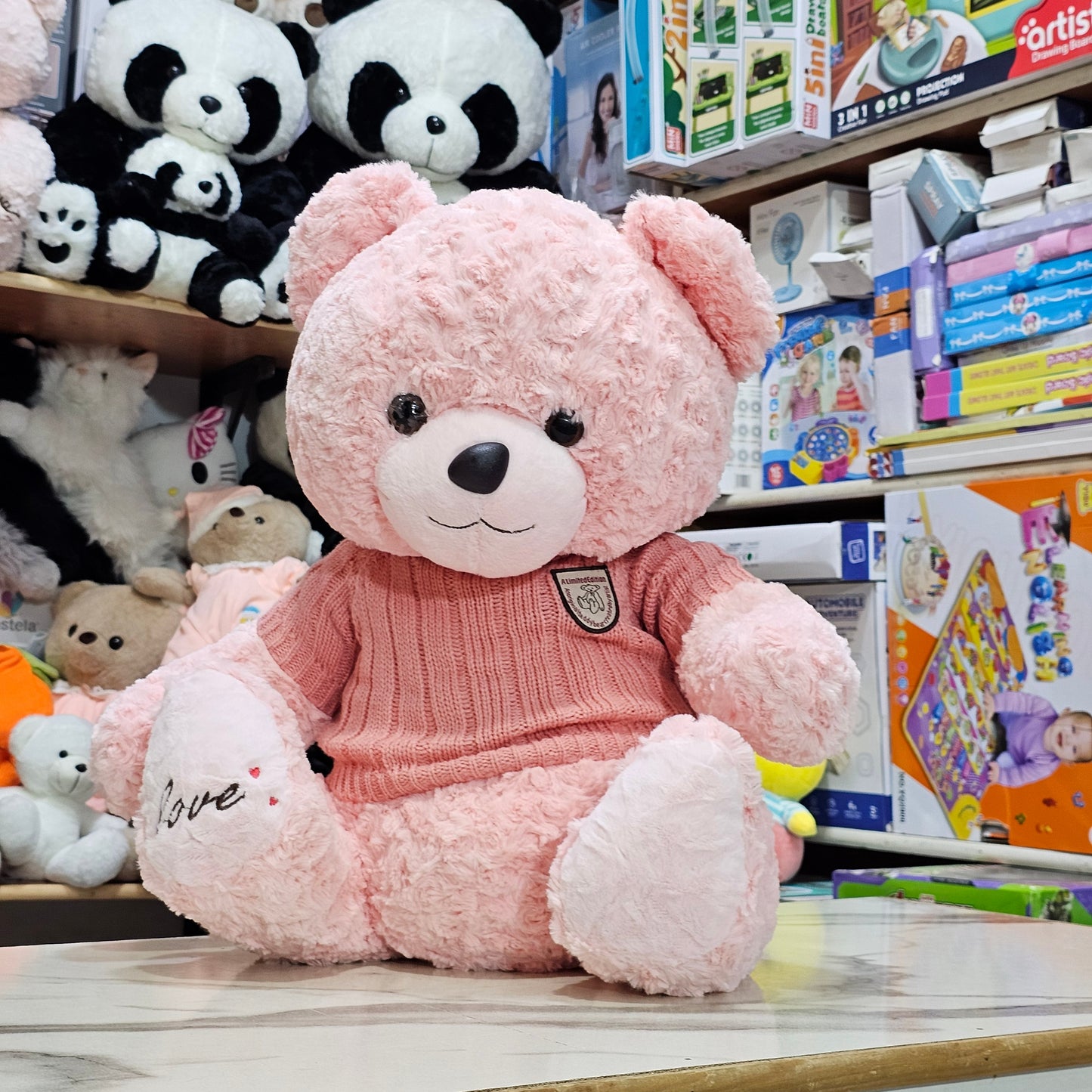 Sweater Bear – 50cm Pink Colour Soft Plush Toy | Golu Baby