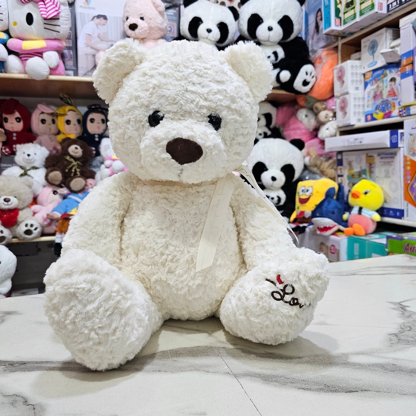 White Fulfy Bear – 45cm Soft Plush Toy | Golu Baby