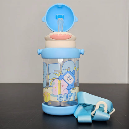 Plastic Water Bottle with Cup 650ml – Lightweight & Durable | Golu Baby