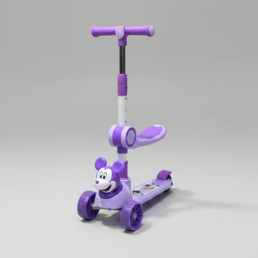 Mickey FunRide Kids 3 Wheel Scooter – Foldable Scooter with Seat, LED Lights & Music