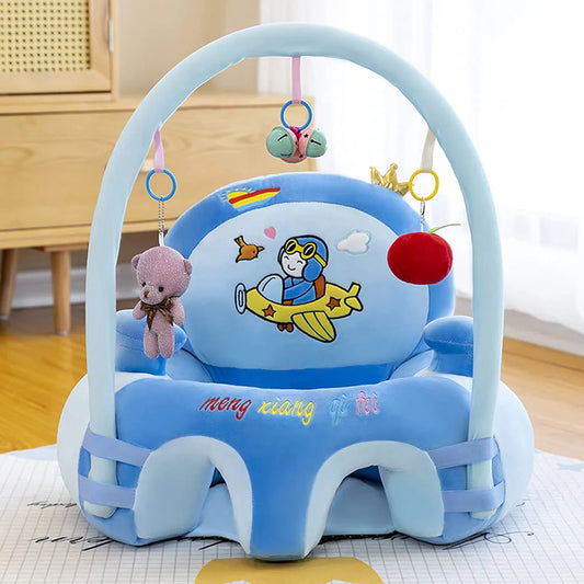 CuddleNest Baby Sofa Seat with Attractive Hanging Rattles – Soft Plush Support Chair
