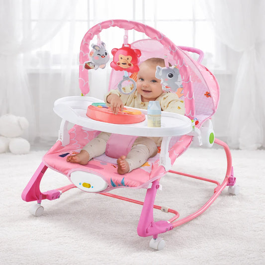 12-in-1 Baby Rocker – 0M+ with Music, Vibration & Dining Tray | Golu Baby