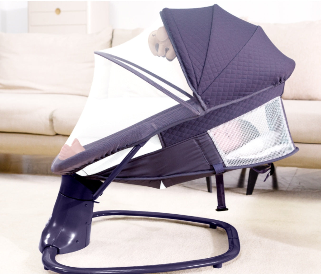 3-in-1 Deluxe Multi-Functional Bassinet – Smart Swing, Cozy Seat & Soothing Cradle | Golu baby