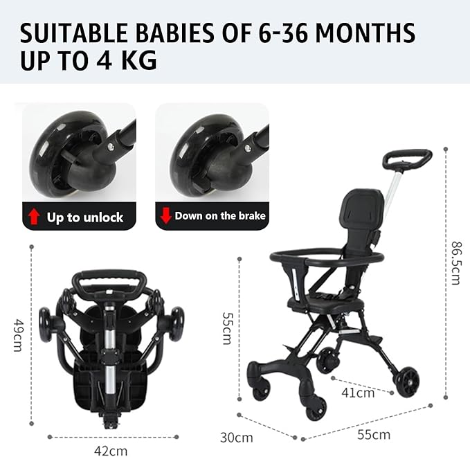 Two-Way Push Compact Baby Stroller – Lightweight & Anti-Rollover Design | Golu Baby