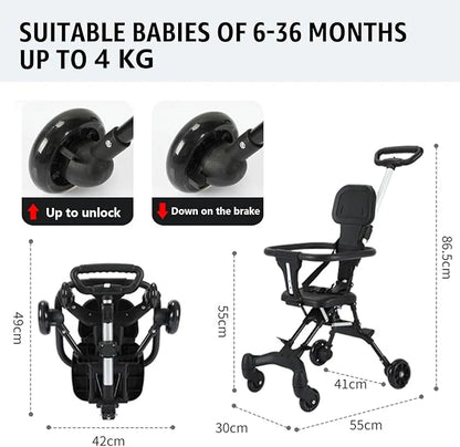Two-Way Push Compact Baby Stroller – Lightweight & Anti-Rollover Design