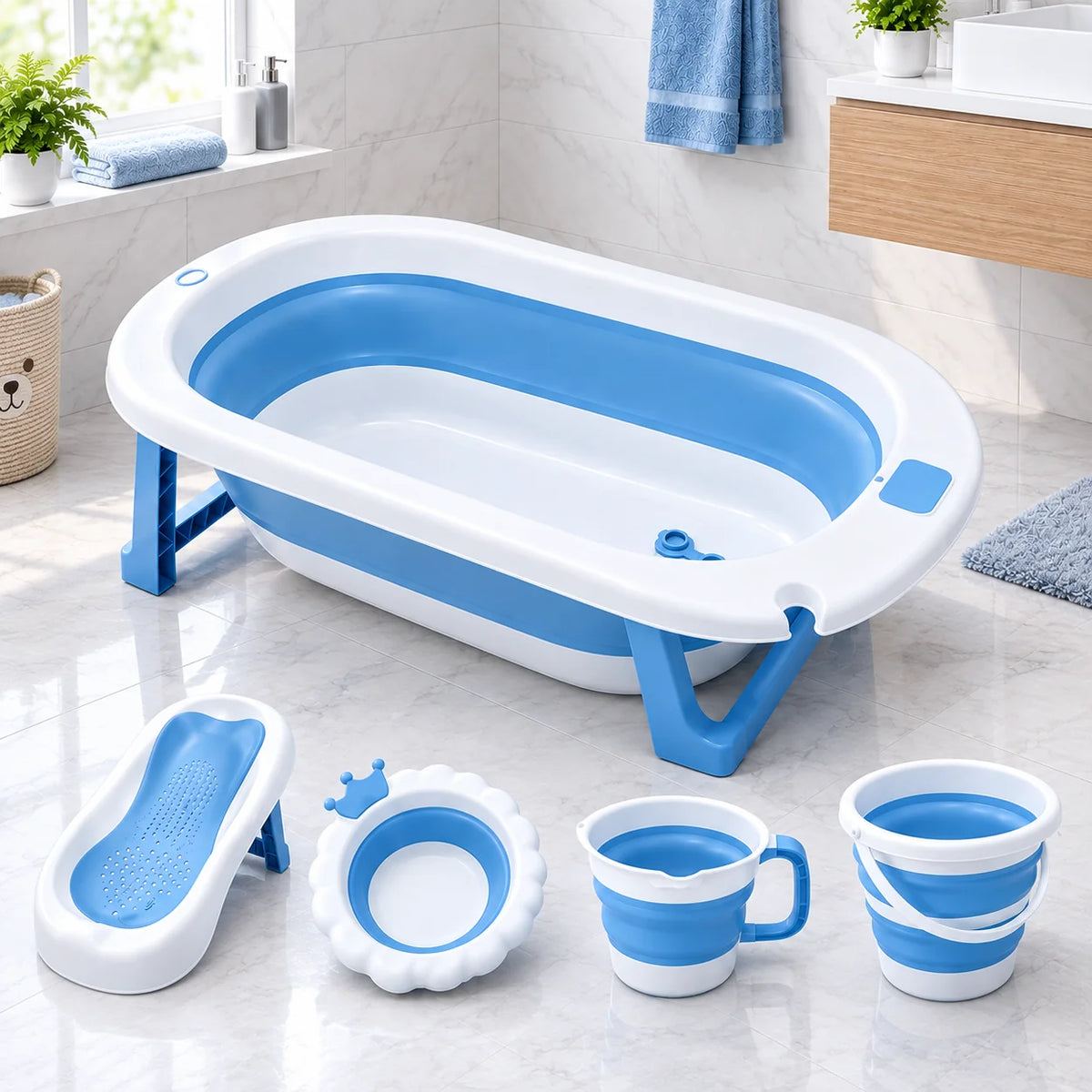 5-in-1 Foldable Baby Bath Tub #NB-01
