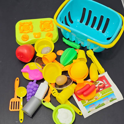 Kids Kitchen Set with Accessories – Basket Cooking Playset | Golu Baby