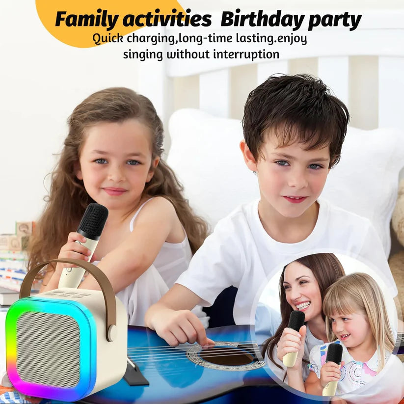 PartyBeat Bluetooth Karaoke Speaker – Rechargeable with Dual Wireless Microphones & LED Lights
