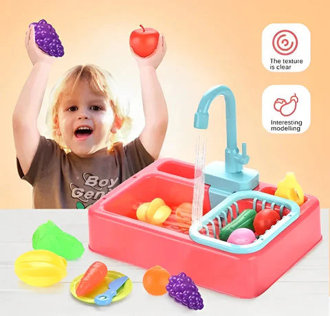 Electric Dishwasher Kitchen Sink Toy Set with Running Water | Golu Baby