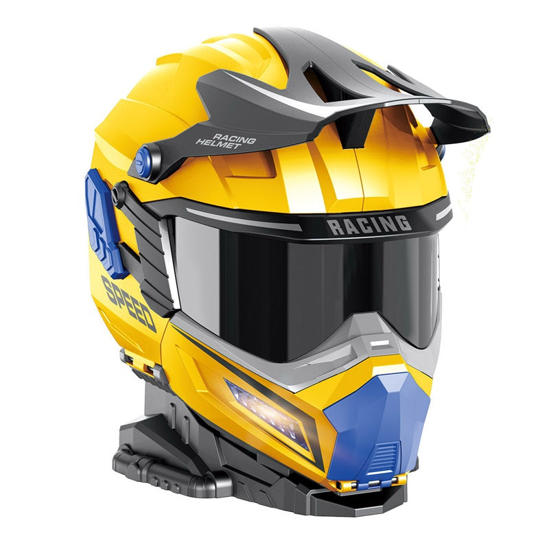 City Action Helmet Transformer – 2x Die-Cast Cars with Light & Sound | Face-Changing Rider Set | Golu Baby