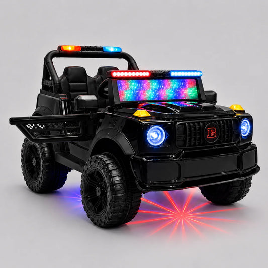 Kids 2-Seater Electric Ride-On Jeep M-6 – Premium Leather Seat Battery Car (Black)