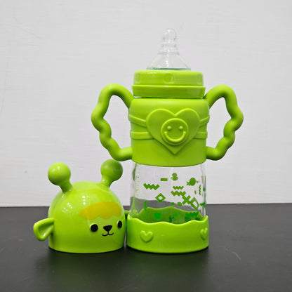 Baby Glass Feeder Green 250ml – Healthy & Durable Feeding Bottle | Golu Baby