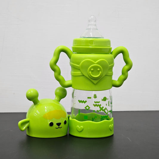 Baby Glass Feeder Green 250ml – Healthy & Durable Feeding Bottle | Golu Baby