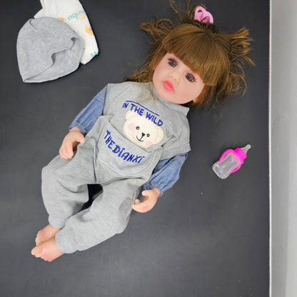 55cm Baby Silicone Doll – Lifelike Real Baby with Accessories | Golu Baby