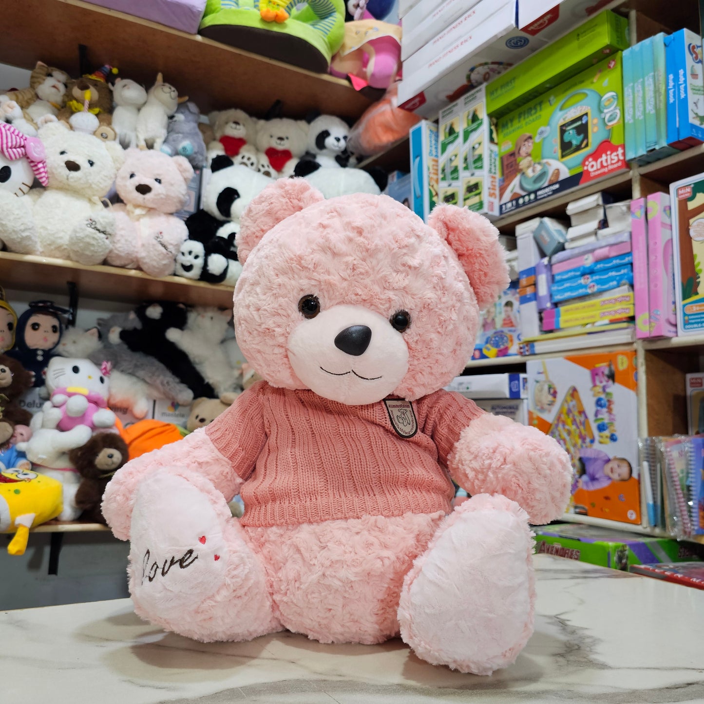 Sweater Bear – 50cm Pink Colour Soft Plush Toy | Golu Baby
