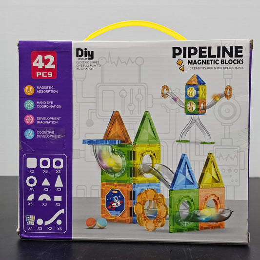 Pipe Line Magnetic Block Building Set – 42 Pcs Creative STEM Toy | Golu Baby