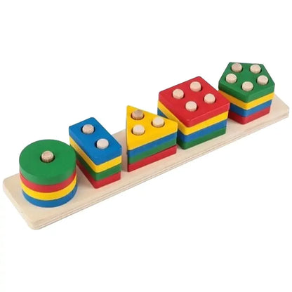 5 Pcs Shape Tray Wooden Box – Educational Sorting Toy for Kids | Golu Baby