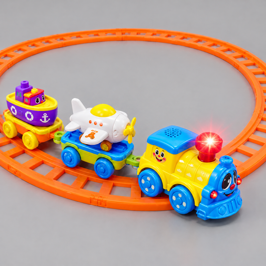 Kids Cartoon Train Set with Music & Lights