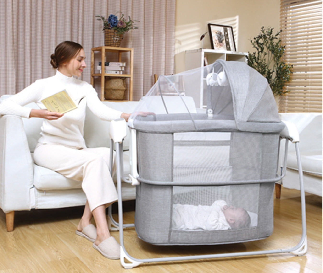 Deluxe 4-in-1 Bassinet – Smart, Safe & Multi-Functional Baby Cradle | Golu baby