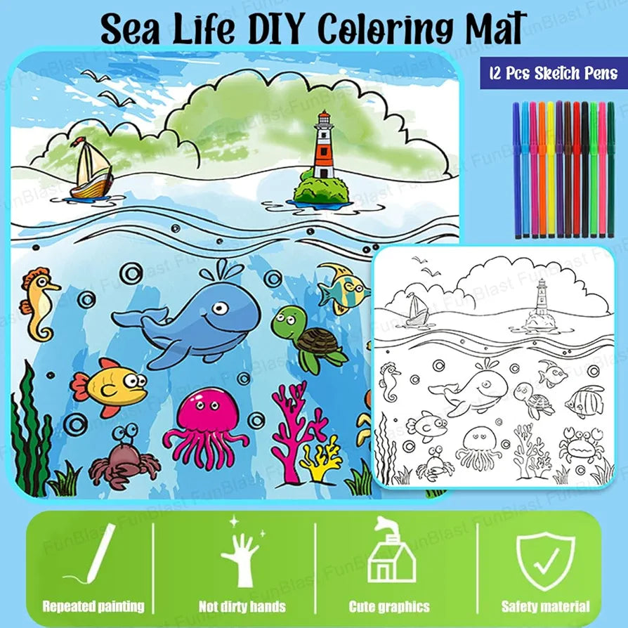 Kids’ Painting Mat with Colors – Easy Washable & Reusable | Golu Baby