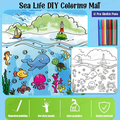 Kids’ Painting Mat with Colors – Easy Washable & Reusable | Golu Baby