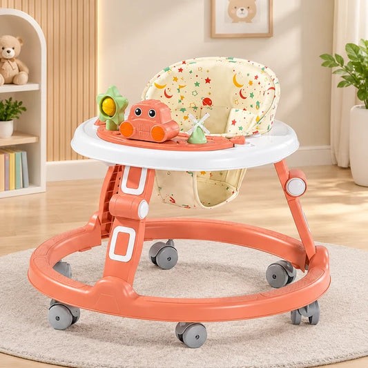 Baby Walker with Music, Adjustable Height & 360° Rotating Wheels #409